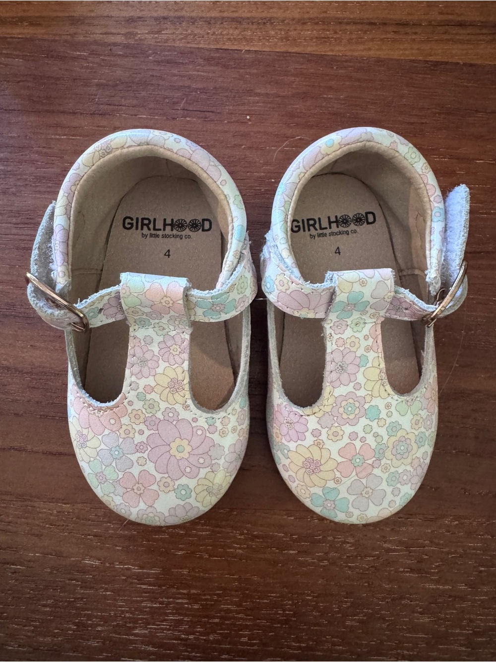 Girlhood Pastel Floral T-Strap Dress Shoes for Kids - Pink/Blue/Yellow